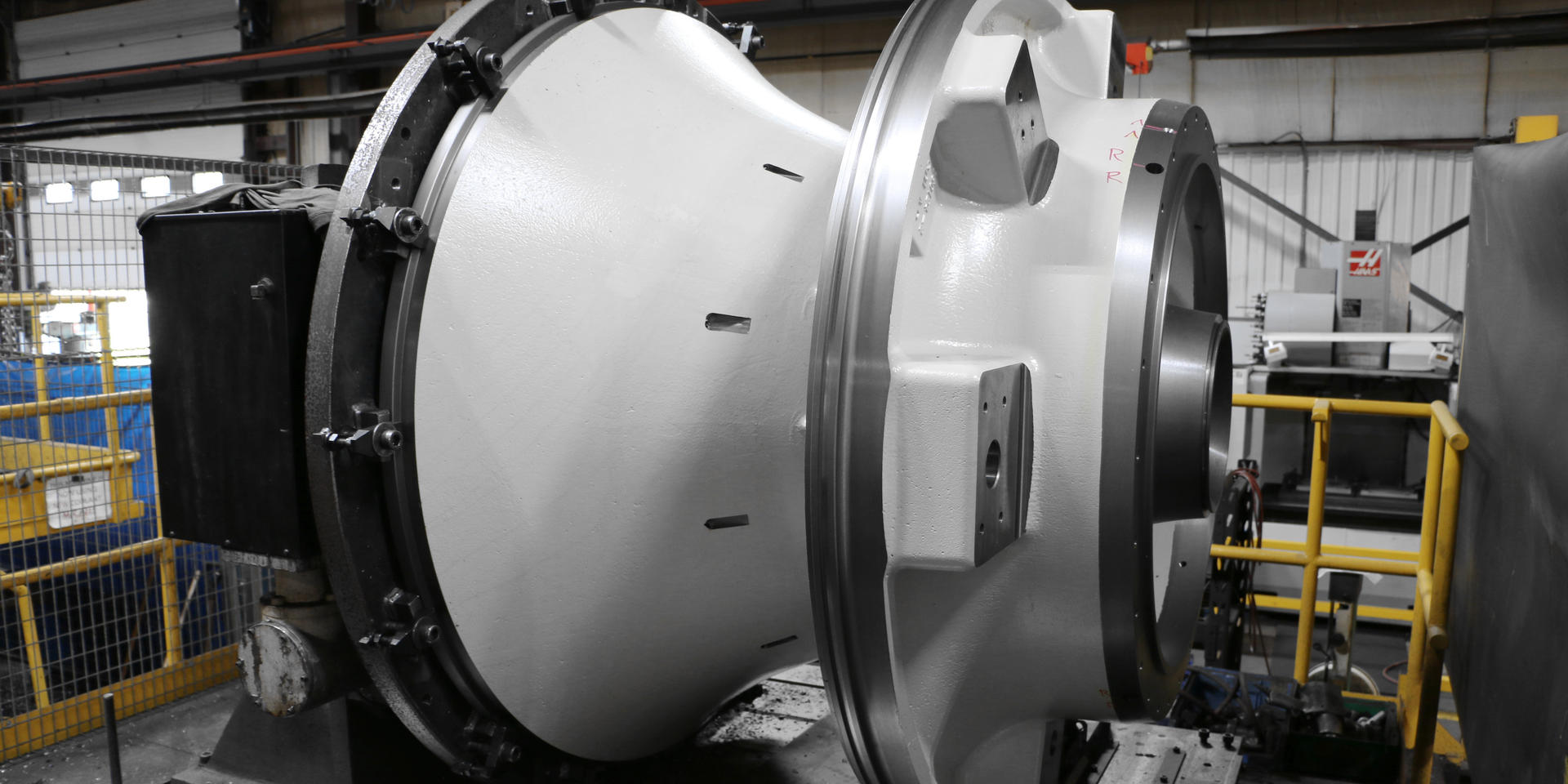 Air Inlet being machined on a Toshiba Mill at the ADJ Industries Soverign location. The Air Inlet is part of the Power Generation Industry.