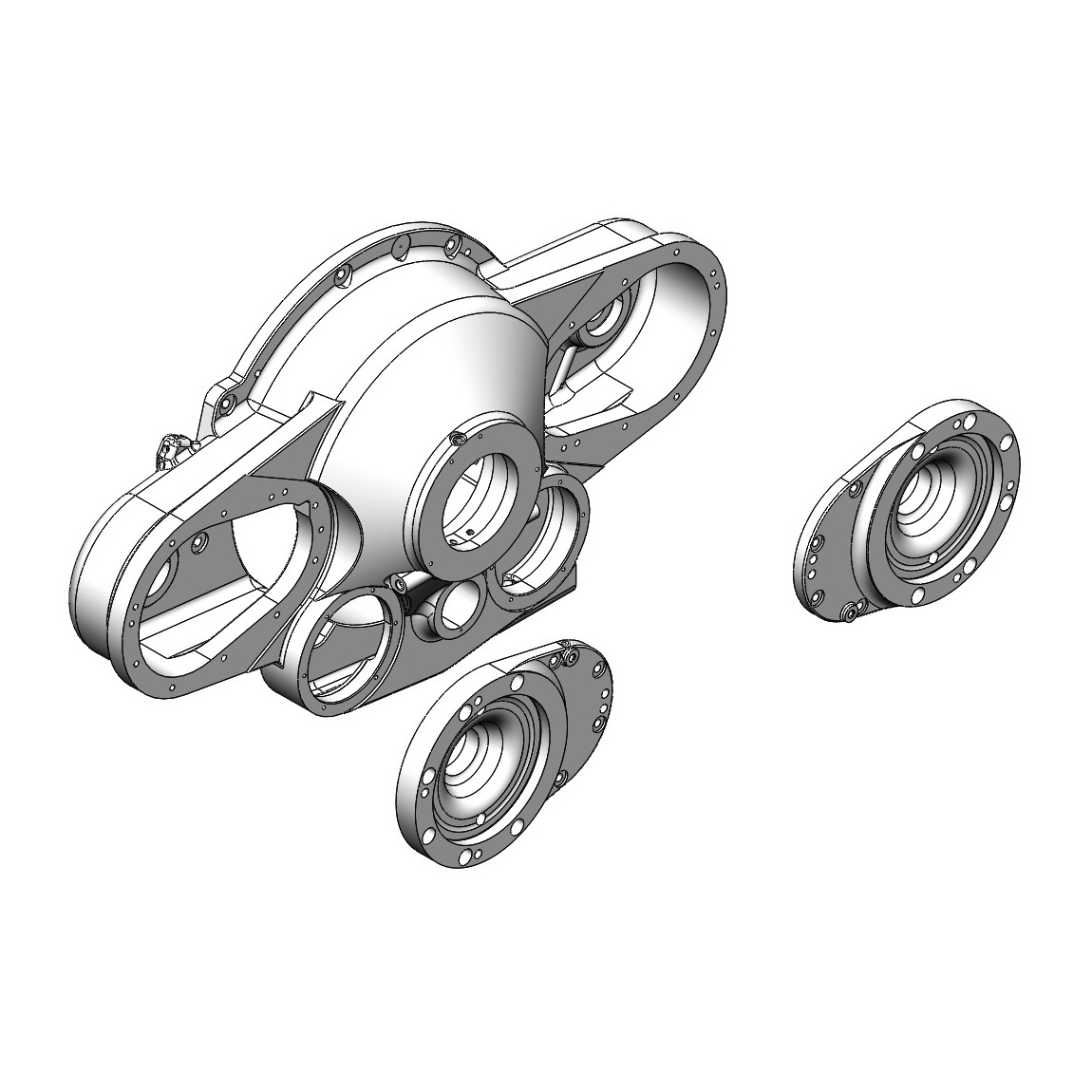 Isometic drawing of an exploded view of the housing and cover.